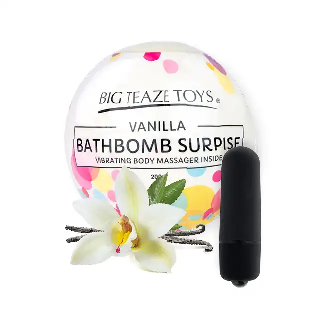 Big Teaze Toys - Bath Bomb Surprise. Pachnąca wanilią kulka soli do kąpieli z ukrytym wewnątrz wibratorem. Extra prezent.