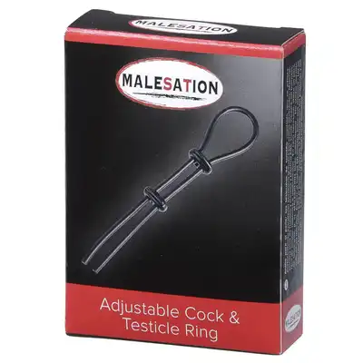  Malestation - Adjustable Cock&amp;Testicle Ring. Funkcjonalny podwójny ring na penisa w formie lasso. Mega sale!