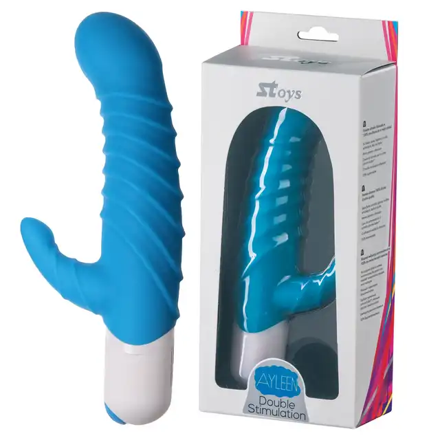Stoys - Ayleen Silicone Vibrator. Prążkowany wibrator ze stymulacją łechtaczki. Moc doznań 