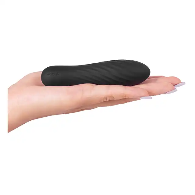 Svakom - Tulip Vibrator Black. Mini wibrator o prążkowanej zakrzywianej strukturze. USB