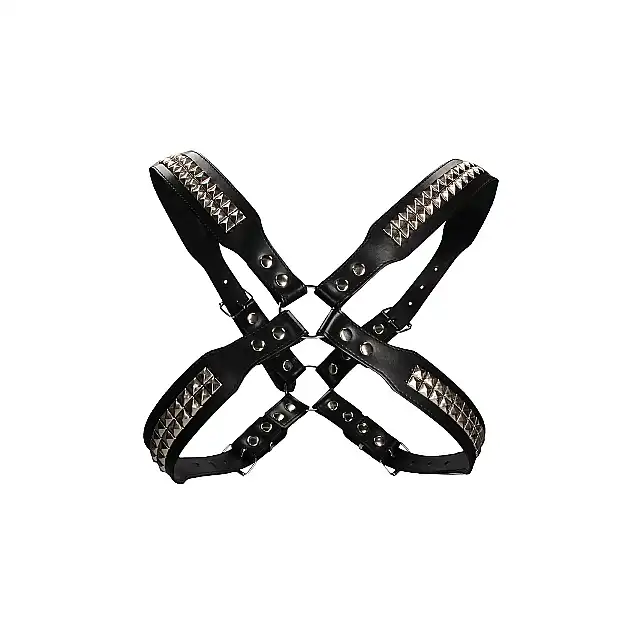 Ouch! - Men's Pyramid Stud Body Harness - Męski super harness. One Size - Czarna. Fetish Brand of the Year. Ostatnia sztuka!