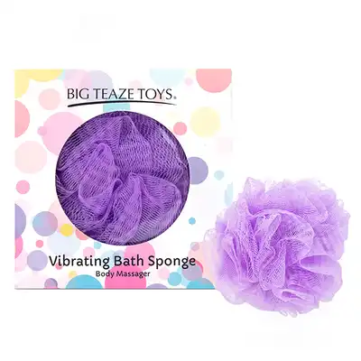 Big Teaze Toys - Bath Sponge Vibrating Purple. Zestaw gąbeczki do kąpieli i wibratora 