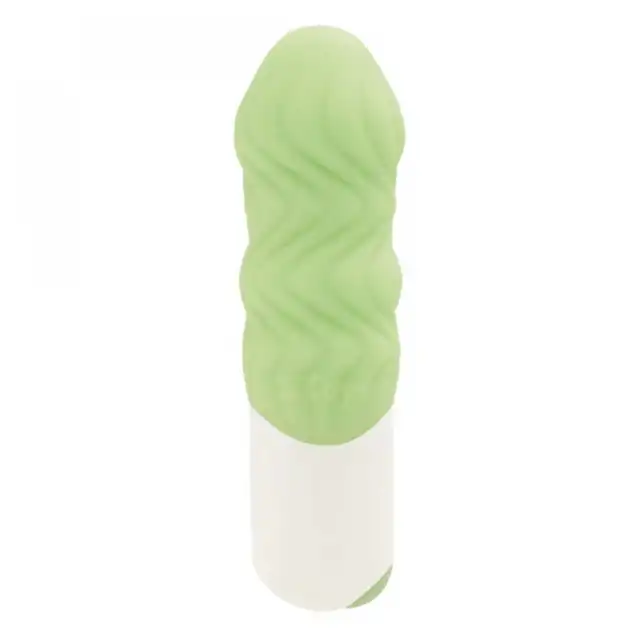 Stoys - Olivia Silicone Vibrator. Jasnozielony wibrator ze żłobieniami. Super stymulacja łechtaczki. 
