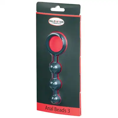 Malestation - Anal Beads 3. Koraliki analne z bardzo gładkiego silikonu. Wygodny uchwyt. 