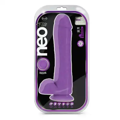 NEO ELITE 11INCH COCK WITH BALLS NEON PURPLE