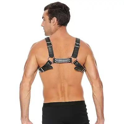 Ouch! - Buckle Bulldog Harness - Męska uprząż. L/XL - Czarna. Fetish Brand of the Year