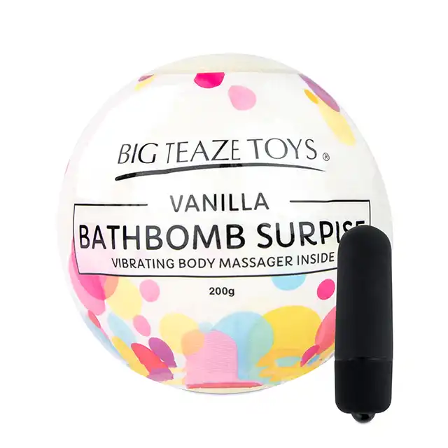 Big Teaze Toys - Bath Bomb Surprise. Pachnąca wanilią kulka soli do kąpieli z ukrytym wewnątrz wibratorem. Extra prezent.