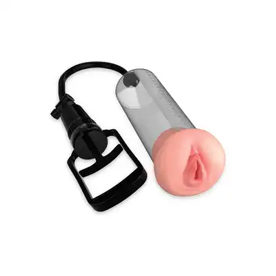 Pipedream PumpWorx - Fanta Flesh Pussy Pump - przezroczysta pompka z nakładką w kształcie realnej waginy