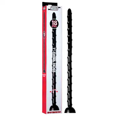 Hosed - Swirl Hose 46cm. Wielkie i giętkie, czarne mega dildo. Mocna przyssawka i extra dawka emocji.