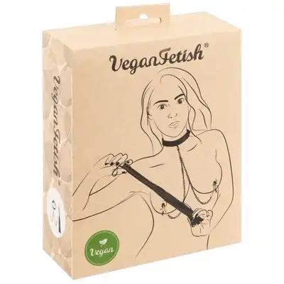 Vegan Fetish - Set. Wegański zestaw z obrożą i klamerkami na sutki
