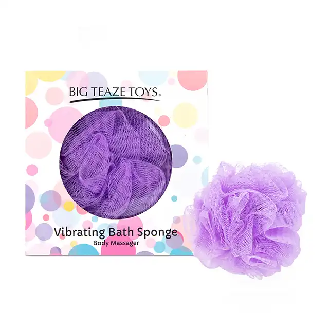 Big Teaze Toys - Bath Sponge Vibrating Purple. Zestaw gąbeczki do kąpieli i wibratora 