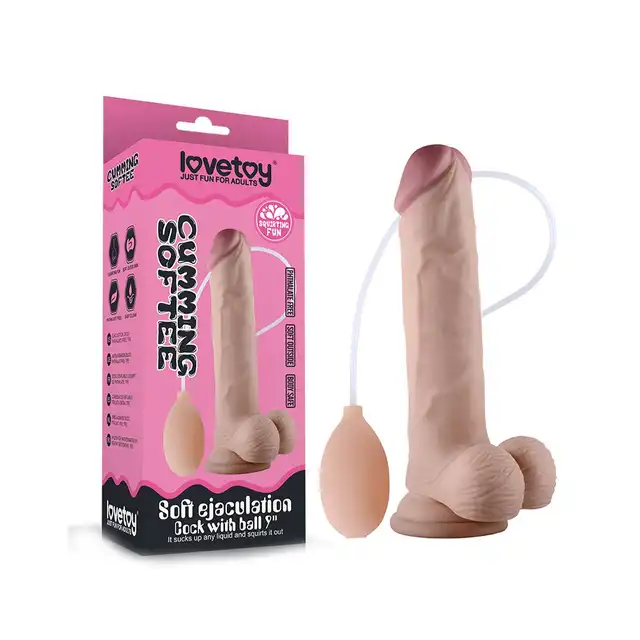 LoveToy - Soft Ejaculation Cock - 23 centymetrowe dildo z wytryskiem! Dodatkowy wymiar przyjemności