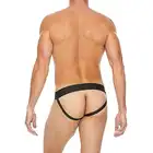Ouch! - Plain Front With Zip Jock - Elegancki Jockstrap. S/M - Czarna. Fetish Brand of the Year. Ostatnia sztuka!