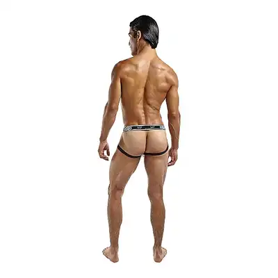 Male Power - Jock Ring Black L/XL. Seksowne slipki z metalowymi kółkami oraz otwartym tyłem 