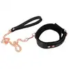 Bad Kitty - Colar With Leash. Elegancka obroża ze smyczą i elementami różowego złota 
