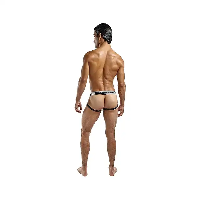 Male Power - Jock Ring Black L/XL. Seksowne slipki z metalowymi kółkami oraz otwartym tyłem 