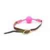 O-Products - Ball Gag Rainbow. Unikatowy tęczowy knebel z wegańskiej skóry ze złotymi nitami 