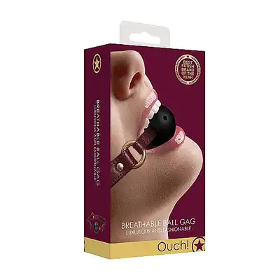 Ouch Halo - Breathable Ball Gag - Burgundy - stylowy gag. Luksusowa sesja BDSM