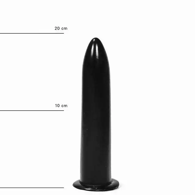 All Black - Dildo AB 06. Gładkie  czarne klasyczne dildo z PVC 20 cm długości 