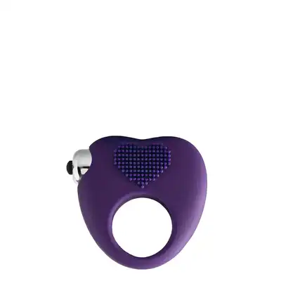 Dream Toys - Flirts Cockring Purple. Mega rozciągliwy, wibrujący ring na penisa ze stymulującymi wypustkami w kształcie serca.