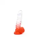 Kiotos Cox Color 02 - Clear - Red - dwukolorowe dildo, mocna przyssawka. Gwarancja jakości