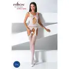 Passion - BS057 Bodystocking White - biały, rewelacyjny bodystocking z wycięciami