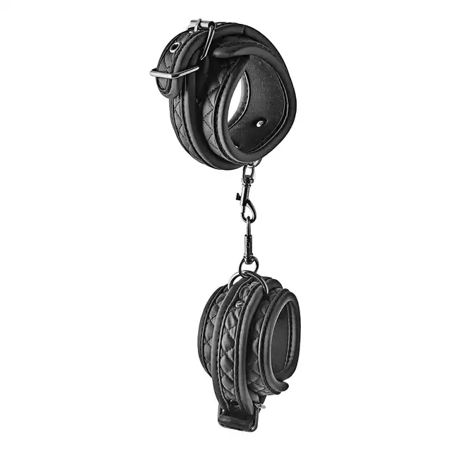 Dream Toys - Blaze Anklecuff Diamond Black - luksusowe kajdanki na kostki. Podkręcona sesja BDSM
