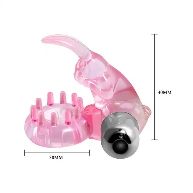 Baile - Love Rabbit Ring Pink - różowy wibrujący ring na penisa z uroczym króliczkiem 