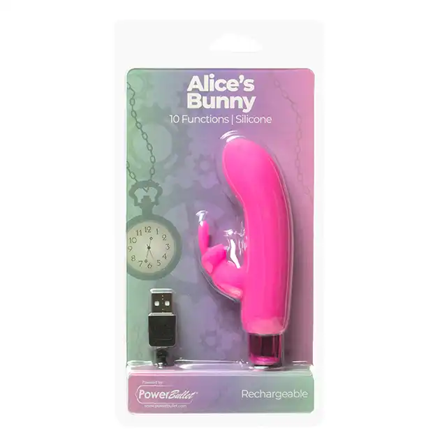 PowerBullet - Alice`s Bunny USB. Wibrator 2w1 o silnych wibracjach prosto z Krainy Czarów 