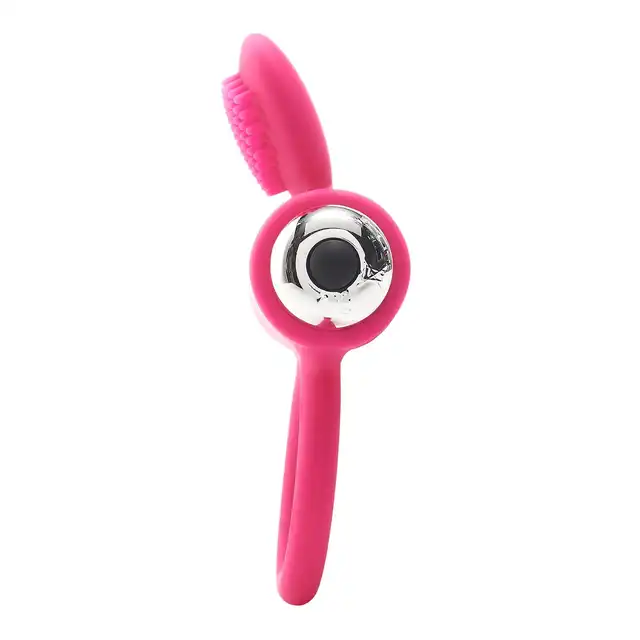 Dream Toys - Flirts Cockring Pink. Super rozciągliwy, wibrujący ring na penisa ze stymulatorem łechtaczki.