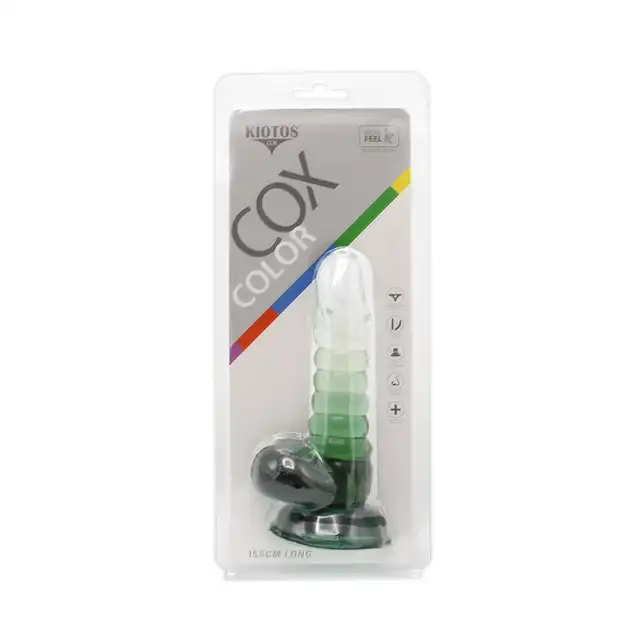 Kiotos Cox Color 01 - Clear - Green - dwukolorowe dildo, mocna przyssawka. Gwarancja jakości