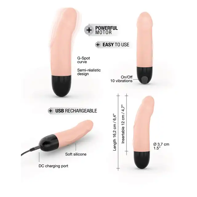 Dorcel - Real Vibraction S 2.0 Flesh. Klasyczny  wysokiej jakości silikonowy wibrator ładowany na USB 