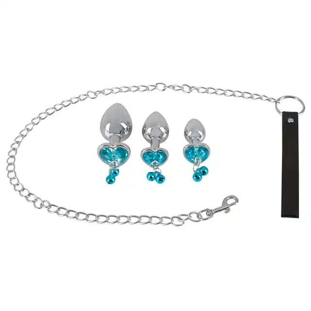 You2Toys - Butt Plug Set Leash. Mega zestaw korków analnych przypinanych do smyczy. 3 korki S,M,L. Innowacja 2022