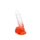 Kiotos Cox Color 02 - Clear - Red - dwukolorowe dildo, mocna przyssawka. Gwarancja jakości