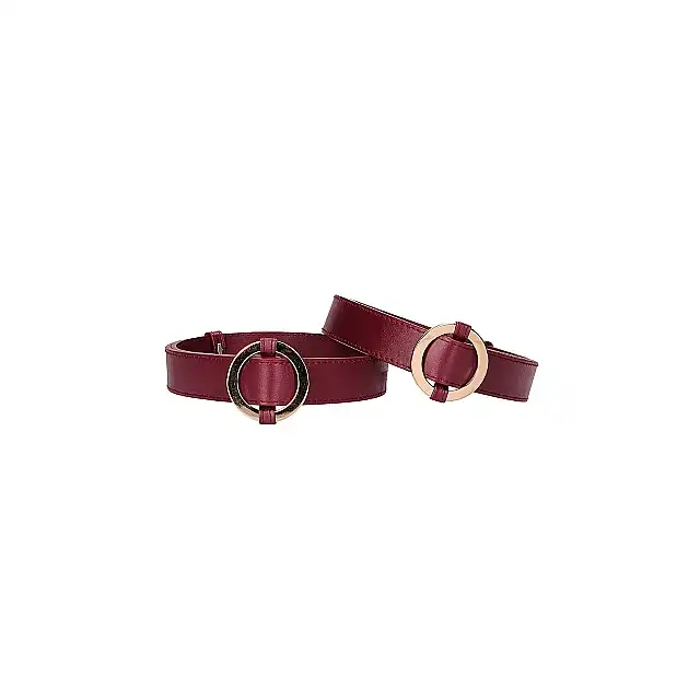 Ouch Halo - Thigh Cuffs - Burgundy - ekskluzywny zestaw do zniewalania. Luksusowa sesja BDSM