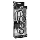 Master Series - Triple Threat 3 Ring&amp;Anal Plug. Wyjątkowy zestaw 3 ringów i pluga analnego 