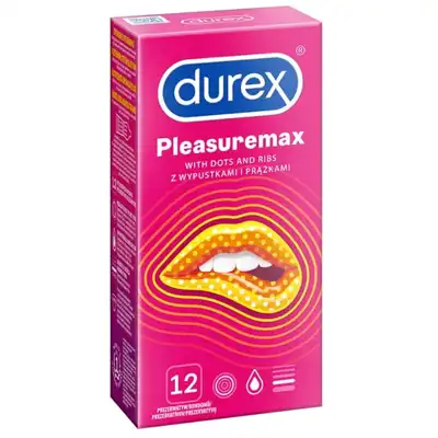 Durex - Pleasuremax 12 szt. - prezerwatywy z wypustkami i prążkami, większa stymulacja 
