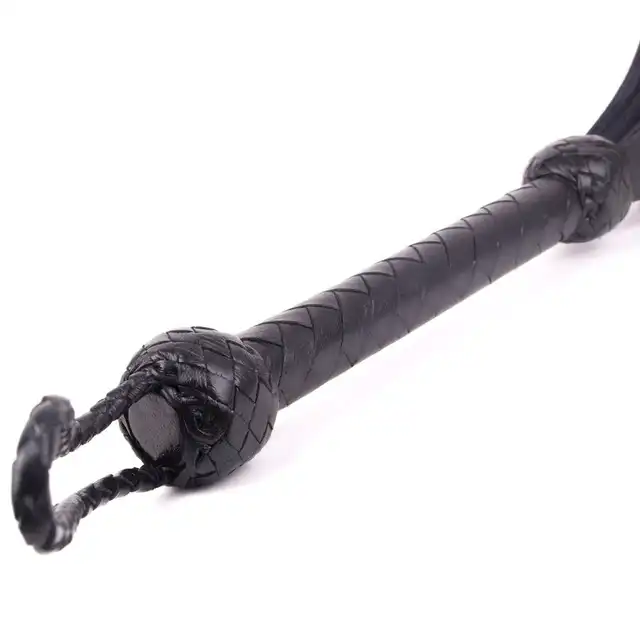 Kiotos - 3-Fold Spade Slaper Black Leather - czarny skórzany bat z solidną rączką