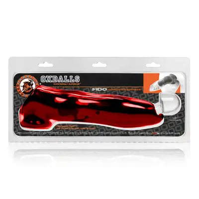 Oxballs - Fido Cock Sheath Red. Profilowana nakładla na penisa z czerwonego TPR