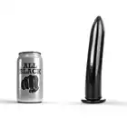All Black - Dildo AB 06. Gładkie  czarne klasyczne dildo z PVC 20 cm długości 
