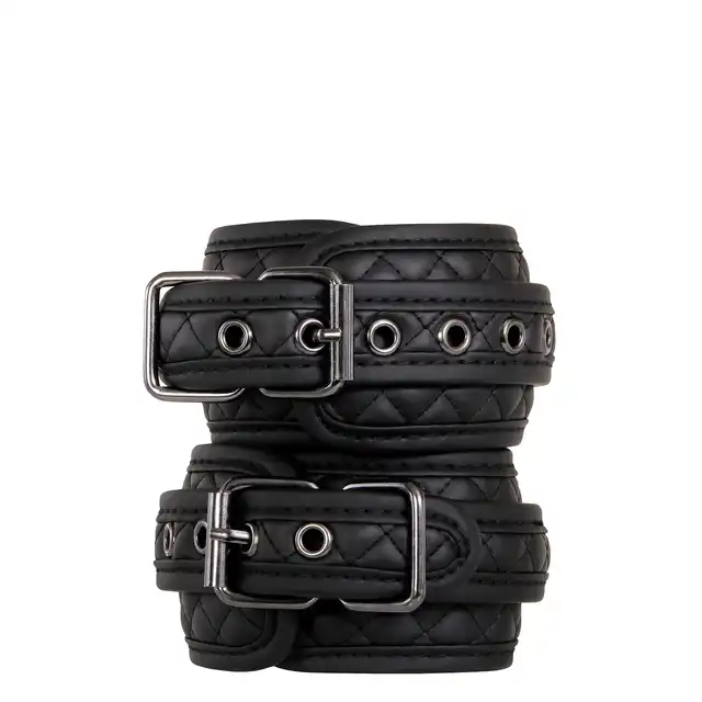 Dream Toys - Blaze Anklecuff Diamond Black - luksusowe kajdanki na kostki. Podkręcona sesja BDSM