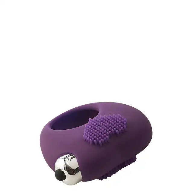 Dream Toys - Flirts Cockring Purple. Mega rozciągliwy, wibrujący ring na penisa ze stymulującymi wypustkami w kształcie serca.