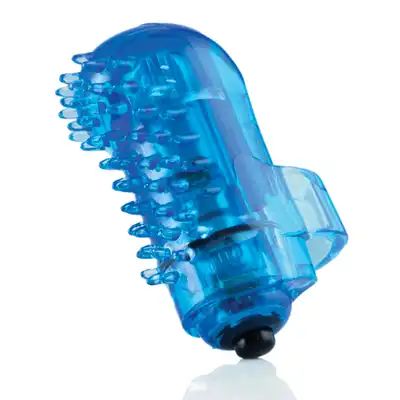 The Screaming O - Fingo Tingly Blue. Wibrator na palec z ekstra wypustkami stymulującymi 
