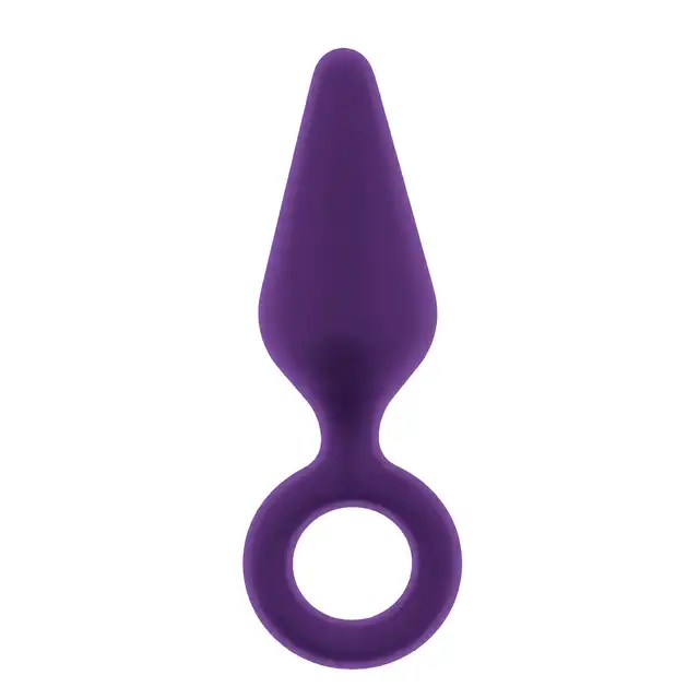 Dream Toys - Flirts Pull Plug Medium Purple. Średni nieziemsko uroczy, fioletowy korek analny. Pierścień na palec.