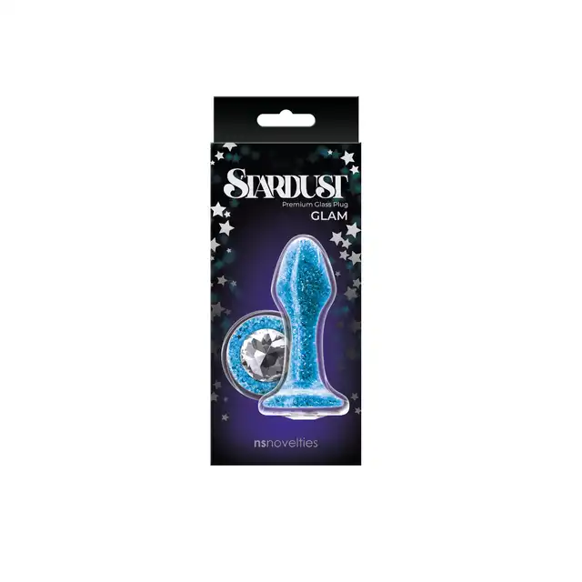  Ns Novelties - Stardust Glam Blue Unikatowo błyszczący korek analny z kryształkami Swarovskiego. 