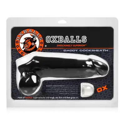 Oxballs - Daddy Cock Sheath Black. Nakładka  na penisa z oslonką na jądra. Druga skóra!