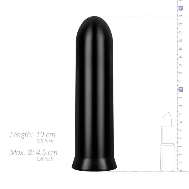All Black - Dildo AB08. Gładkie 19 cm dildo wykonane z PVC o średnicy 4,5 cm