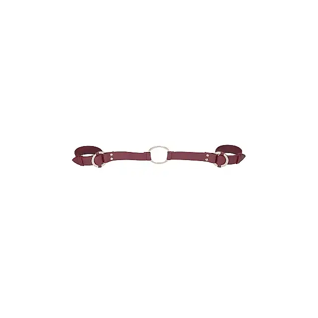 Ouch Halo - Handcuff With Connector - Burgundy - stylowy zestaw do zniewalania. Luksusowa sesja BDSM