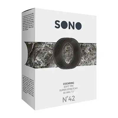 Sono - Cockring No.42. Czarny pierścień na penisa wspomagający siłę i długość erekcji. Zapobiegnij przedwczesnemu wytryskowi