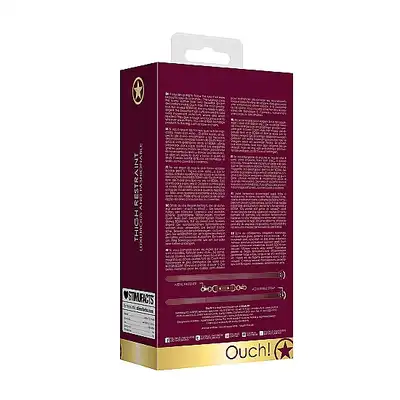 Ouch Halo - Thigh Cuffs - Burgundy - ekskluzywny zestaw do zniewalania. Luksusowa sesja BDSM